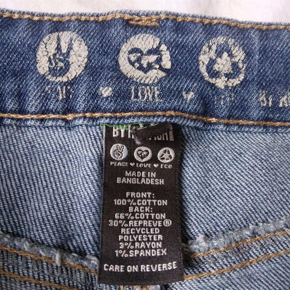 Peace Love Eco By Rewash Super High Rise Distressed Jeans Straight Size 11/30 - Picture 5 of 9